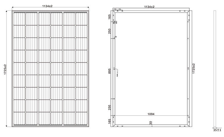 100W 400W Solar Mono Panel Size