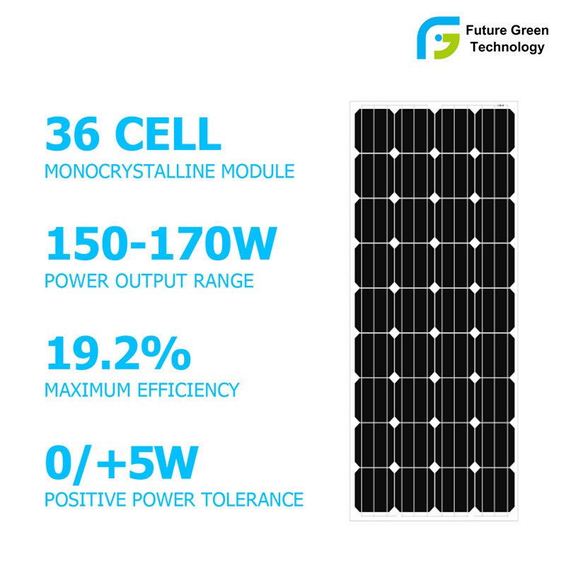 Panel solar monocristalino del módulo de energía renovable de alto rendimiento FGET 160W 18V