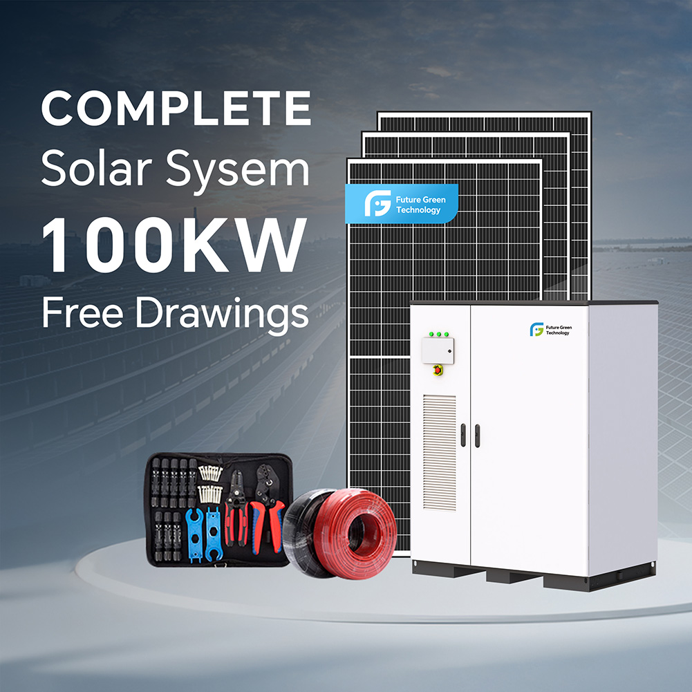 Paquete completo de sistema de energía solar híbrido de 50 kW, 100 kW y 200 kW, generador de almacenamiento de batería de litio BESS para uso industrial.