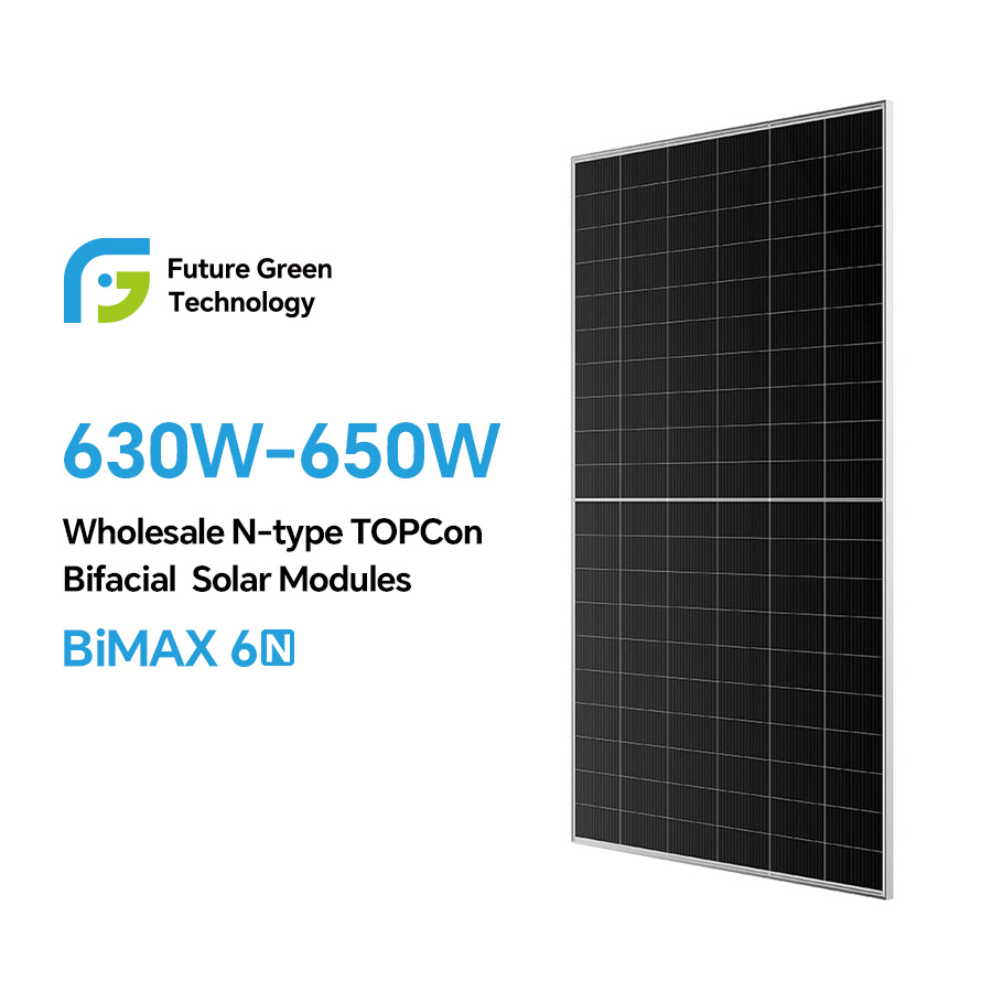 Módulo de energía solar de 182 mm, celda solar monocristalina bifacial tipo N de 620 W, 625 W, 630 W, 635 W y 640 W, OEM/ODM.