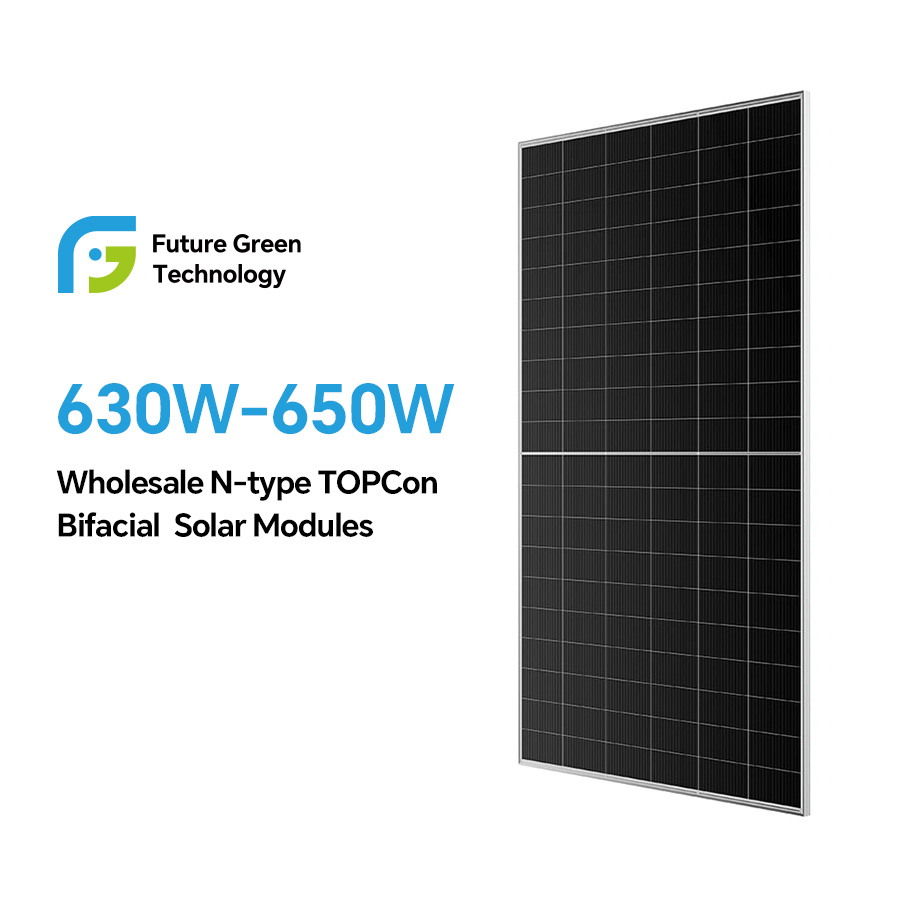 Módulo de energía solar de 182 mm, celda solar monocristalina bifacial tipo N de 620 W, 625 W, 630 W, 635 W y 640 W, OEM/ODM.